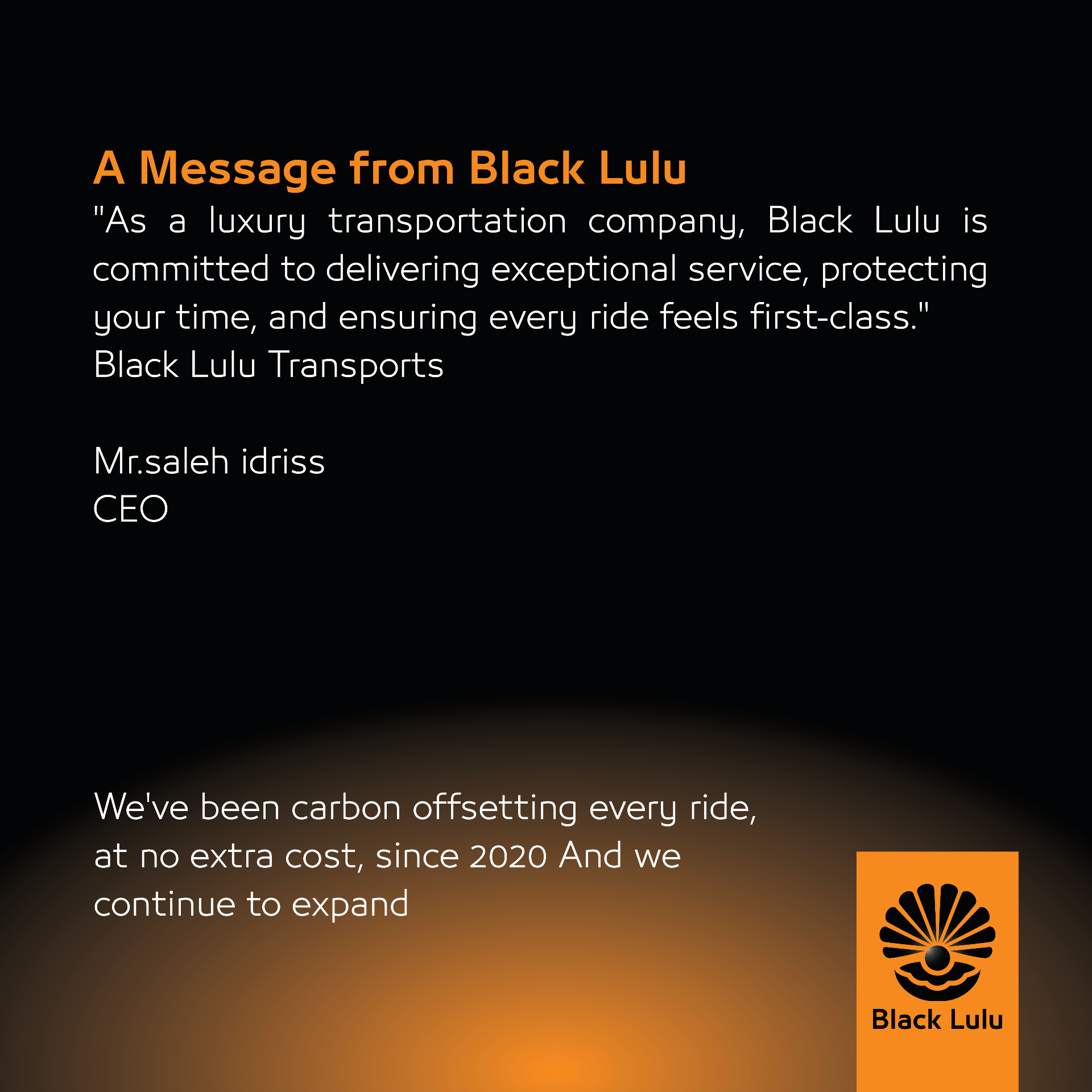 A message from Black Lulu CEO Saleh Idriss