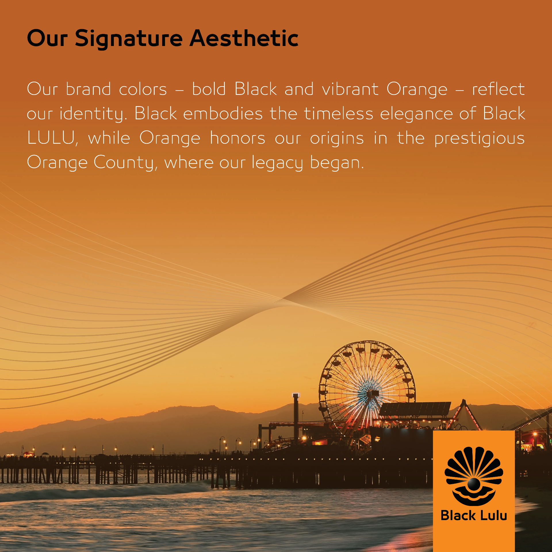 Black Lulu signature aesthetic — Santa Monica pier at sunset